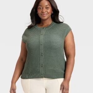 Universal Thread Women's Green Pointelle Sweater Vest Sz M